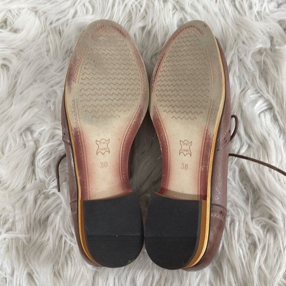 MONA FLYING Brown Flat Leather Oxford Shoes Lace-up Wingtip Vintage Shoes - Picture 15 of 16